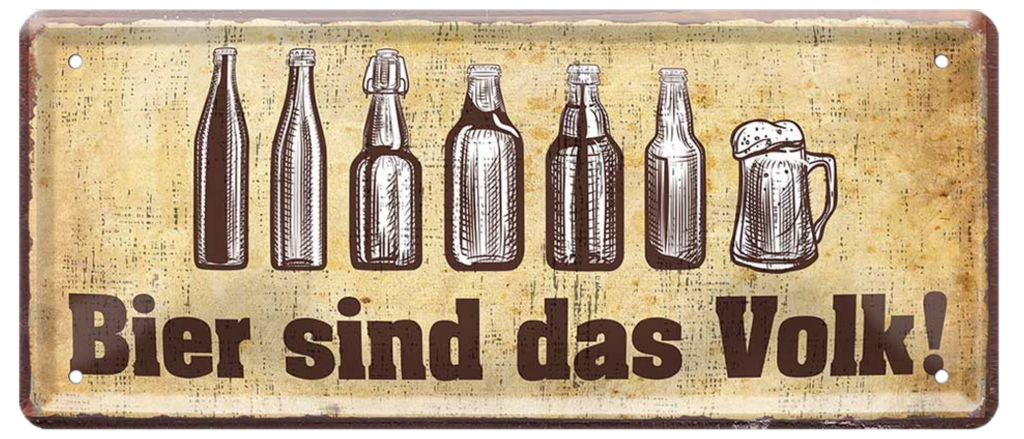 4252024222722 Schilderstore24 Schilderstore24 Blechschilder sind perfekt als Geschenk zu Weihnachten, Geburtstage, Feiern, Partys, Grillabende, Namenstag, Feiertag, Mädelsabend, Hochzeit. Jederzeit stilvoll im Wohnzimmer, Partykeller, Garage, Praxis, Büro, Café, Hauseingang Alkohol Kasten Bier Saufen Getränk Bier Alkohol schaumkrone promille hopfen	 ''Bier sind das Volk''		28x12cm