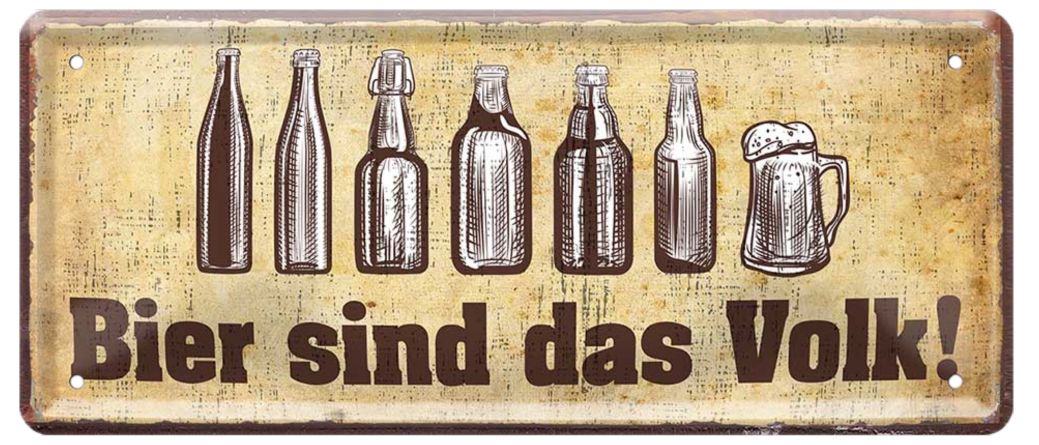 4252024222722 Schilderstore24 Schilderstore24 Blechschilder sind perfekt als Geschenk zu Weihnachten, Geburtstage, Feiern, Partys, Grillabende, Namenstag, Feiertag, Mädelsabend, Hochzeit. Jederzeit stilvoll im Wohnzimmer, Partykeller, Garage, Praxis, Büro, Café, Hauseingang Alkohol Kasten Bier Saufen Getränk Bier Alkohol schaumkrone promille hopfen	 ''Bier sind das Volk''		28x12cm