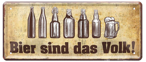 4252024222722 Schilderstore24 Schilderstore24 Blechschilder sind perfekt als Geschenk zu Weihnachten, Geburtstage, Feiern, Partys, Grillabende, Namenstag, Feiertag, Mädelsabend, Hochzeit. Jederzeit stilvoll im Wohnzimmer, Partykeller, Garage, Praxis, Büro, Café, Hauseingang Alkohol Kasten Bier Saufen Getränk Bier Alkohol schaumkrone promille hopfen	 ''Bier sind das Volk''		28x12cm