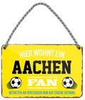 4252024203677	Schilderstore24 	 ''Aachen Fan'' Schilderstore24 Blechschilder sind perfekt als Geschenk zu Weihnachten, Geburtstage, Feiern, Partys, Grillabende, Namenstag, Feiertag, Mädelsabend, Hochzeit. Jederzeit stilvoll im Wohnzimmer, Partykeller, Garage, Praxis, Büro, Café, Hauseingang Fußball Mannschaft Verein Bolzen Ball sport liga kicken stadion freizeit