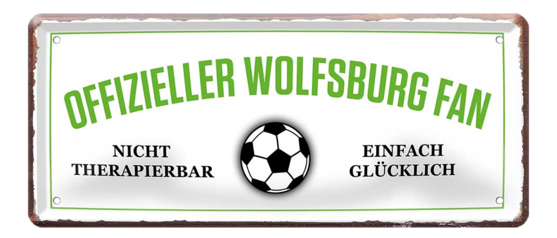 4252024227628	Schilderstore24 Blechschilder sind perfekt als Geschenk zu Weihnachten, Geburtstage, Feiern, Partys, Grillabende, Namenstag, Feiertag, Mädelsabend, Hochzeit. Jederzeit stilvoll im Wohnzimmer, Partykeller, Garage, Praxis, Büro, Café, Hauseingang Fußball Mannschaft Verein Bolzen Ball sport liga kicken stadion freizeit Schilderstore24 	 ''Offizieller Wolfsburg Fan''