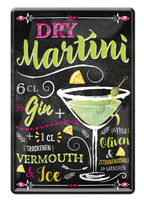 4252024214642	Schilderstore24 	 ''Dry Martini'' Schilderstore24 Blechschilder sind perfekt als Geschenk zu Weihnachten, Geburtstage, Feiern, Partys, Grillabende, Namenstag, Feiertag, Mädelsabend, Hochzeit. Jederzeit stilvoll im Wohnzimmer, Partykeller, Garage, Praxis, Büro, Café, Hauseingang Alkohol Cocktail Likör Sekt Getränk Alkohol promille schnaps saufen cocktails