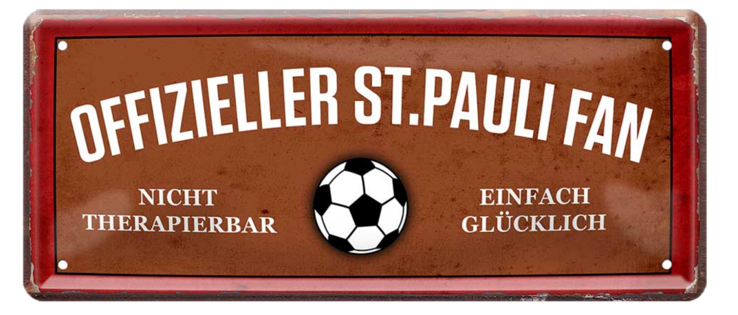 4252024227598	Schilderstore24 Blechschilder sind perfekt als Geschenk zu Weihnachten, Geburtstage, Feiern, Partys, Grillabende, Namenstag, Feiertag, Mädelsabend, Hochzeit. Jederzeit stilvoll im Wohnzimmer, Partykeller, Garage, Praxis, Büro, Café, Hauseingang Fußball Mannschaft Verein Bolzen Ball sport liga kicken stadion freizeit Schilderstore24 	 ''Offizieller ST. Pauli Fan''