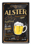 4252024214109	Schilderstore24 	 ''Alster'' Schilderstore24 Blechschilder sind perfekt als Geschenk zu Weihnachten, Geburtstage, Feiern, Partys, Grillabende, Namenstag, Feiertag, Mädelsabend, Hochzeit. Jederzeit stilvoll im Wohnzimmer, Partykeller, Garage, Praxis, Büro, Café, Hauseingang Alkohol Kasten Bier Saufen Getränk Bier Alkohol schaumkrone promille hopfen