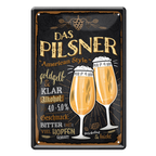 4252024214307	Schilderstore24 	 ''Das Pilsner American Style'' Schilderstore24 Blechschilder sind perfekt als Geschenk zu Weihnachten, Geburtstage, Feiern, Partys, Grillabende, Namenstag, Feiertag, Mädelsabend, Hochzeit. Jederzeit stilvoll im Wohnzimmer, Partykeller, Garage, Praxis, Büro, Café, Hauseingang Alkohol Kasten Bier Saufen Getränk Bier Alkohol schaumkrone promille hopfen