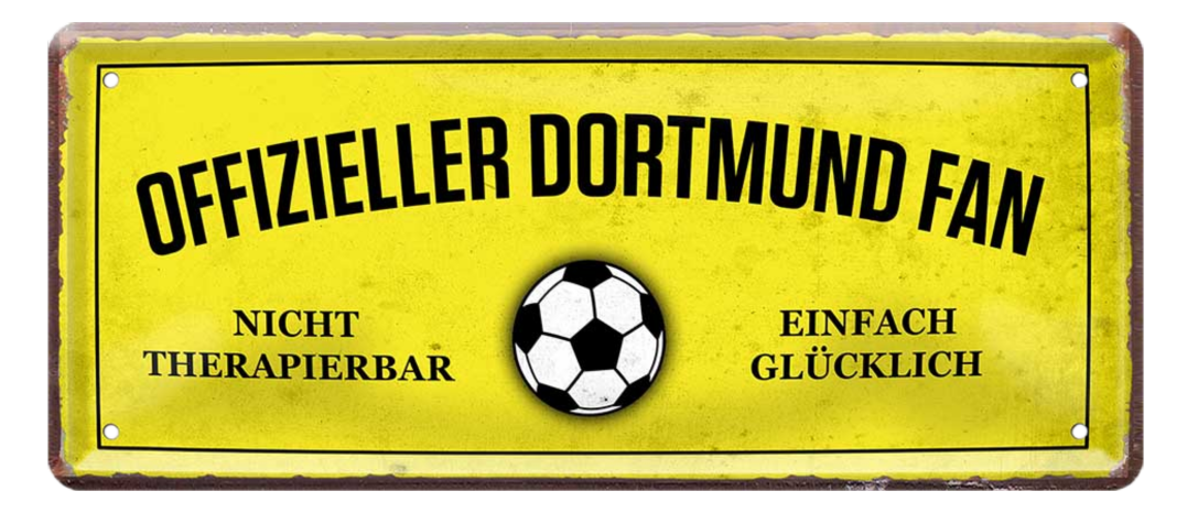 4252024227390	Schilderstore24 Blechschilder sind perfekt als Geschenk zu Weihnachten, Geburtstage, Feiern, Partys, Grillabende, Namenstag, Feiertag, Mädelsabend, Hochzeit. Jederzeit stilvoll im Wohnzimmer, Partykeller, Garage, Praxis, Büro, Café, Hauseingang Fußball Mannschaft Verein Bolzen Ball sport liga kicken stadion freizeit Schilderstore24 	 ''Offizieller Dortmund Fan''