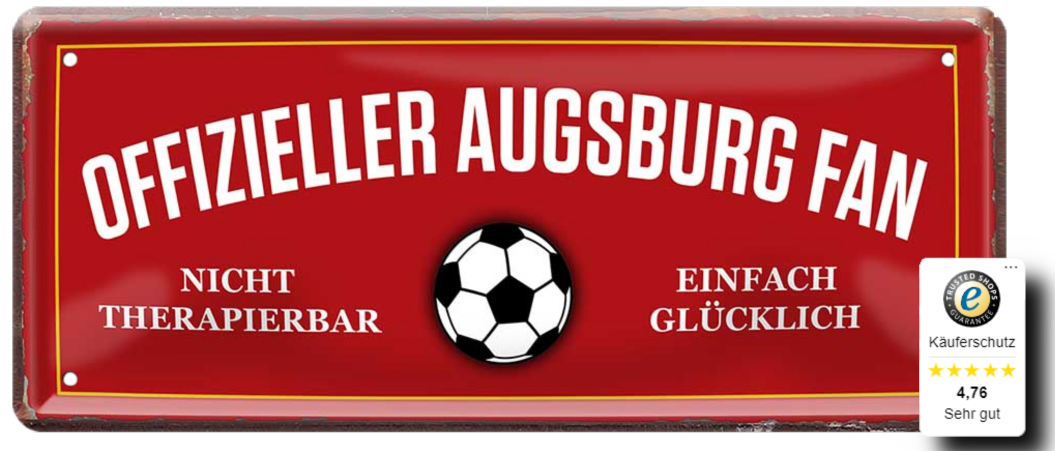 Blechschilder ''Fußball 4 von 5'' Dortmund Freiburg Köln Mönchengladbach Pauli uvm 28x12cm