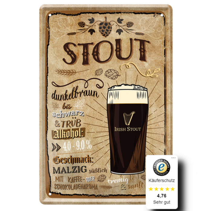 Blechschilder ''Biersorten 2 von 2'' Export, Märzen, Kölsch, Münchner, Schwarzbier, Steinbier uvm 20x30cm