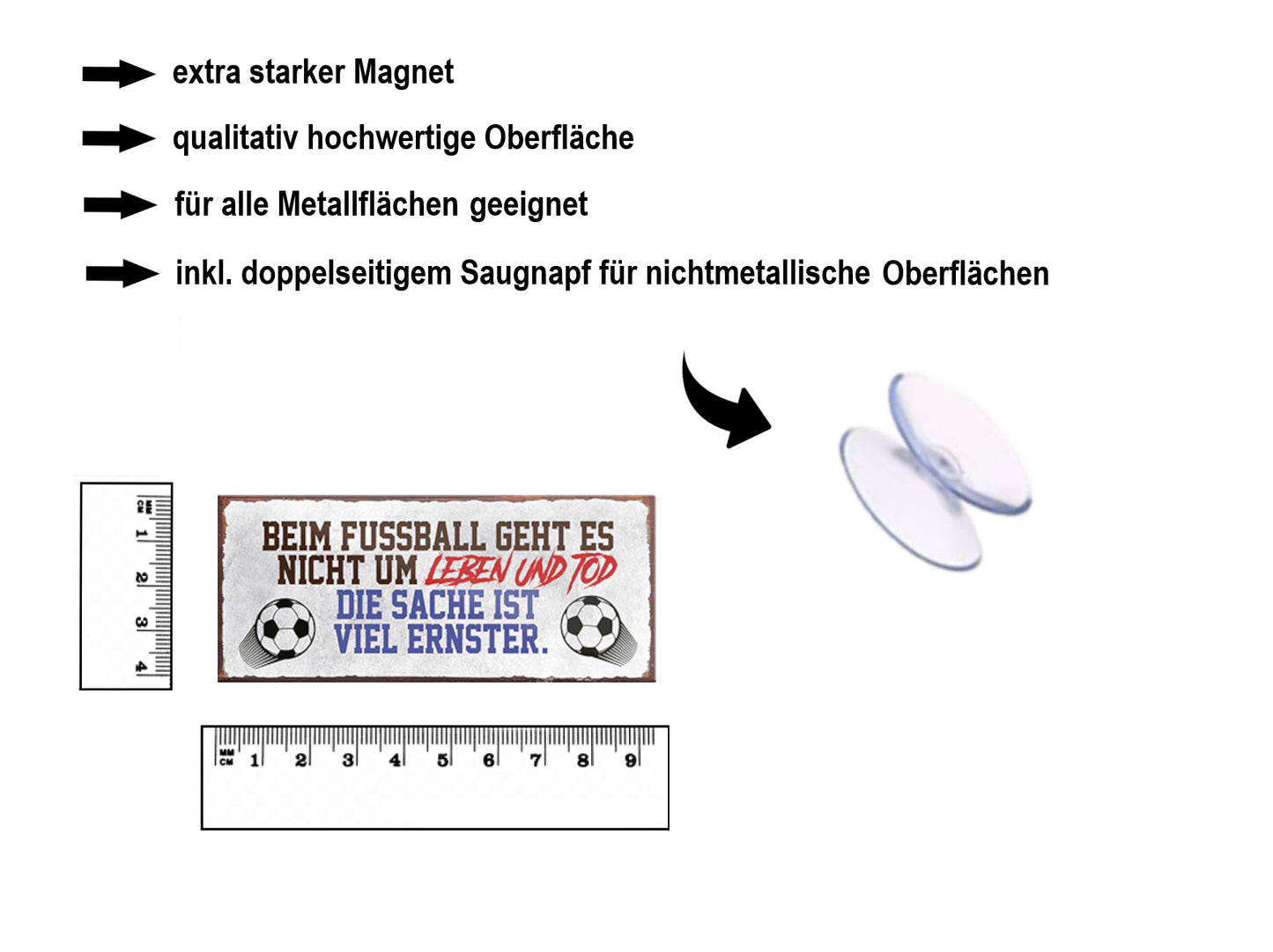 Magnet ''Beim Fussball geht es um Leben und Tod'' 9,3x4cm