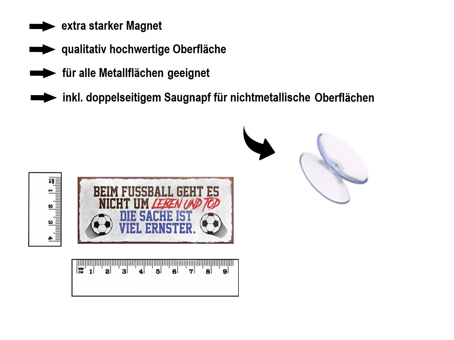 Magnet ''Beim Fussball geht es um Leben und Tod'' 9,3x4cm