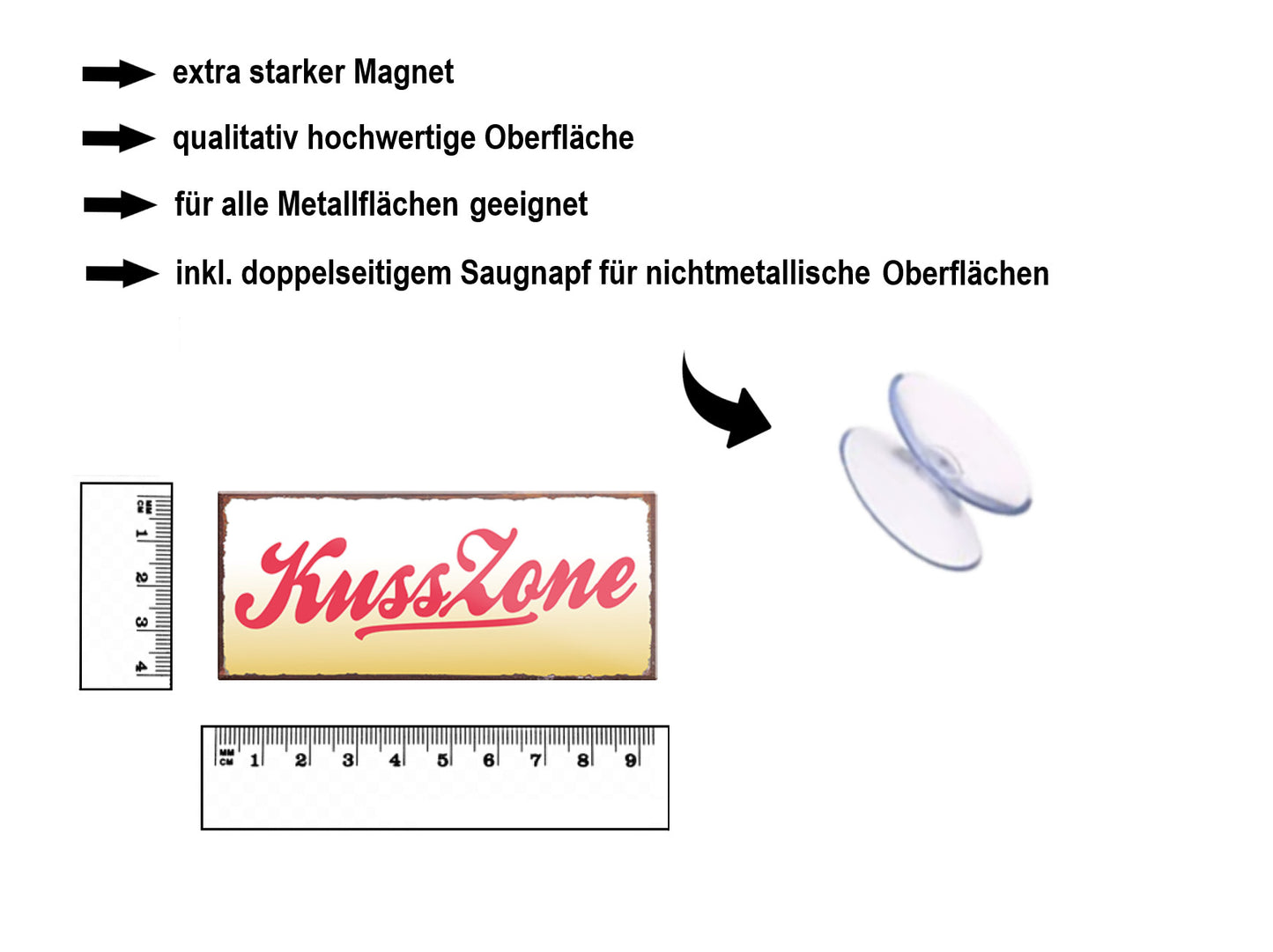 Magnet ''Kuss Zone'' 9,3x4cm