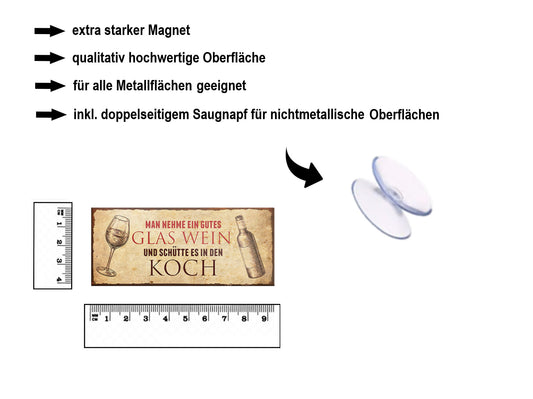 Magnet ''Man nehme ein gutes Glas Wein'' 9,3x4cm