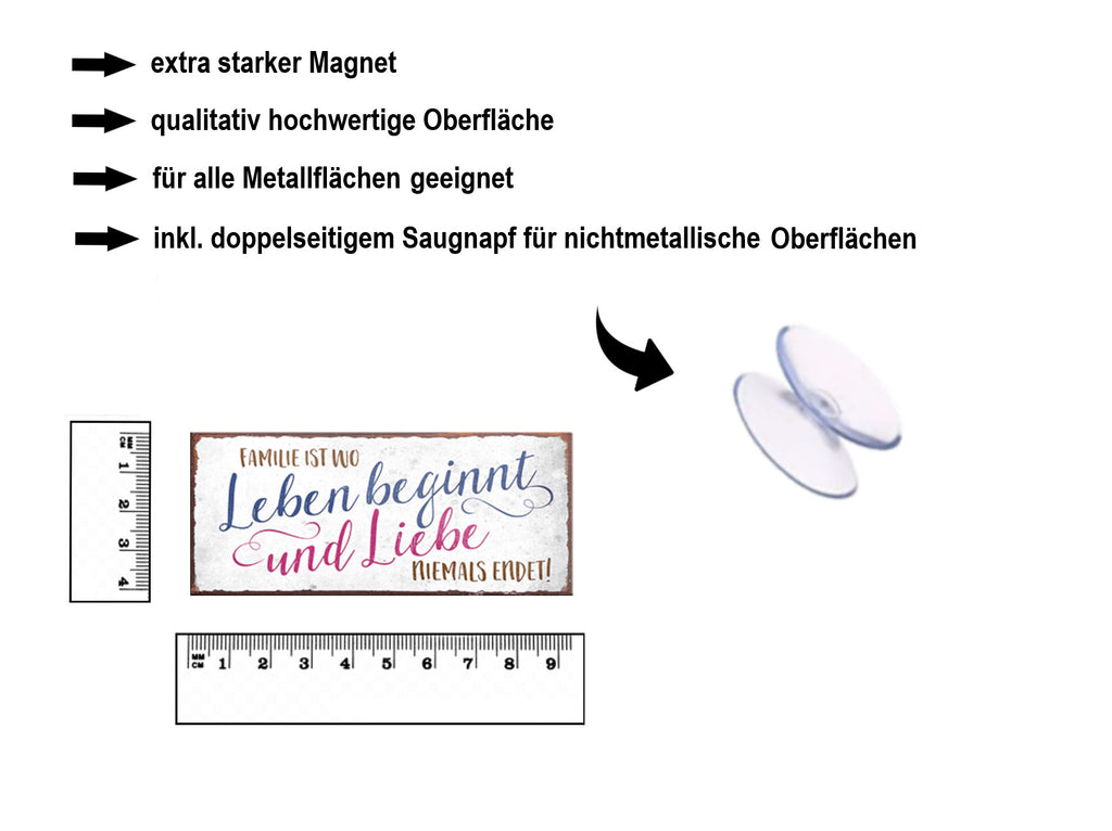 Magnet ''Familie ist wo Leben beginnt und Liebe niemals endet'' 9,3x4cm
