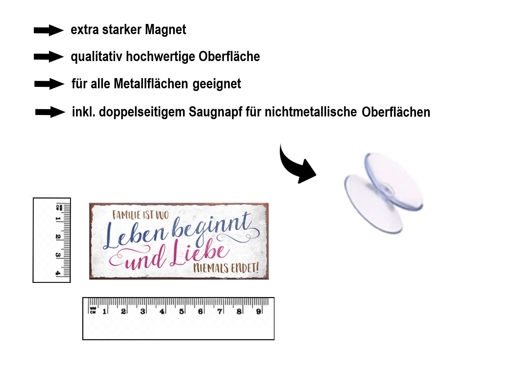 Magnet ''Familie ist wo Leben beginnt und Liebe niemals endet'' 9,3x4cm