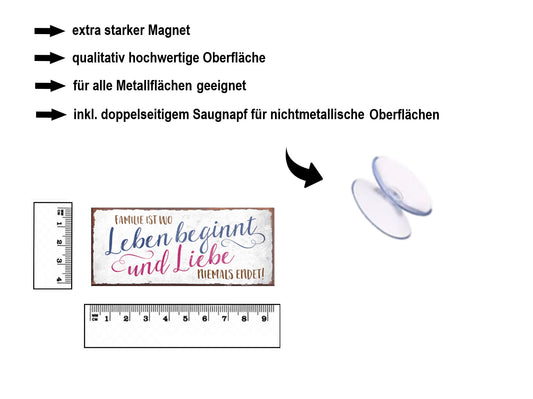Magnet ''Familie ist wo Leben beginnt und Liebe niemals endet'' 9,3x4cm