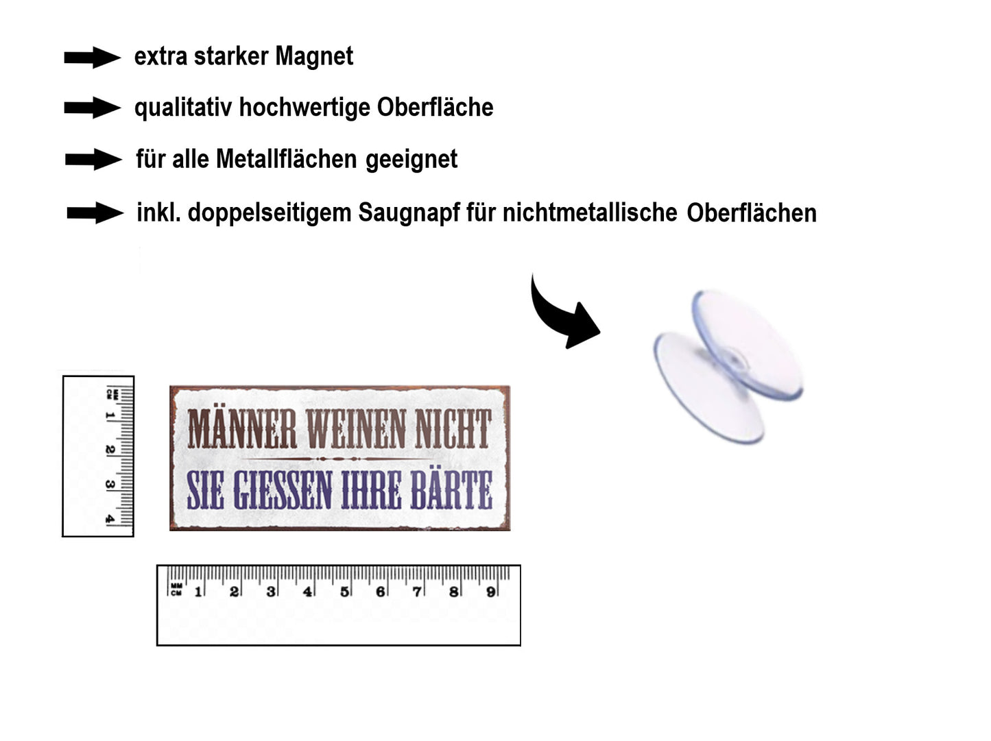 Magnet ''Männer weinen nicht sie giessen ihre Bärte'' 9,3x4cm