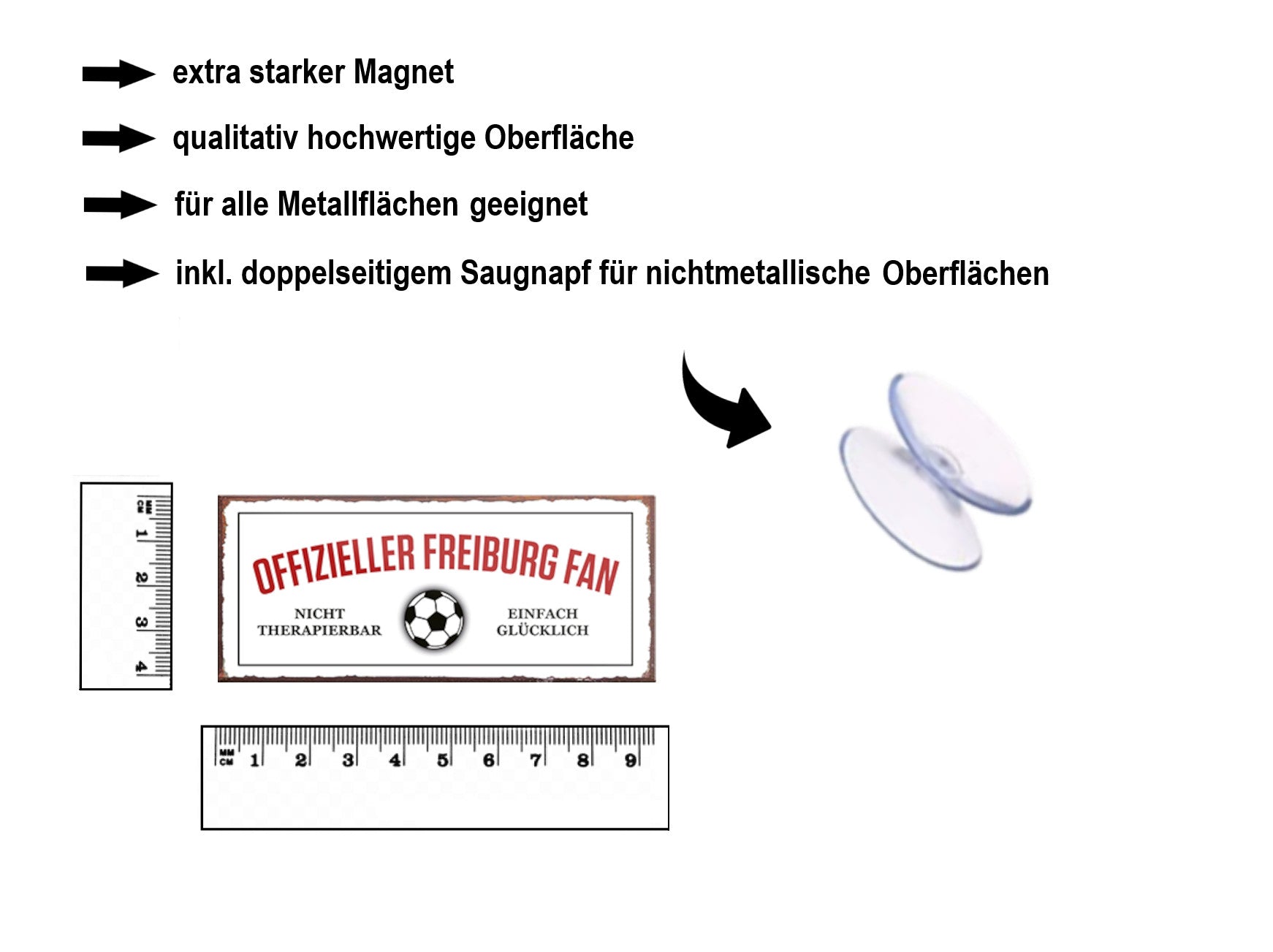 Magnet ''Offizieller Freiburg Fan'' 9,3x4cm