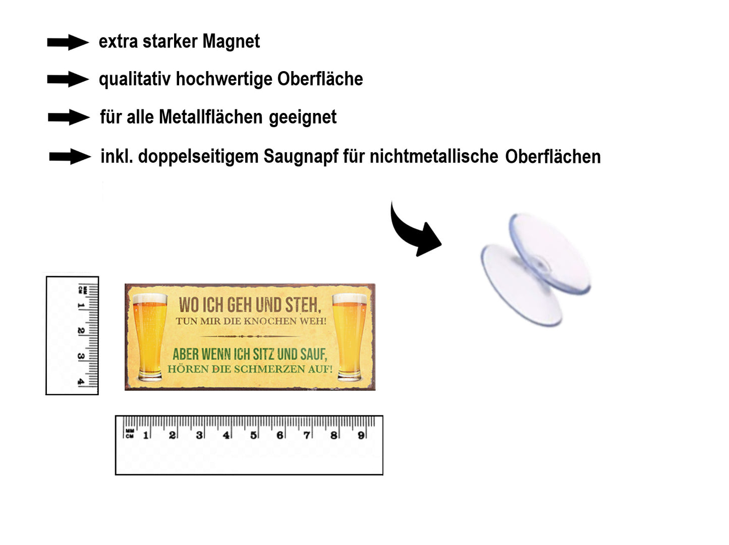 Magnet ''Wo ich geh und steh.. und sitz und sauf'' 9,3x4cm