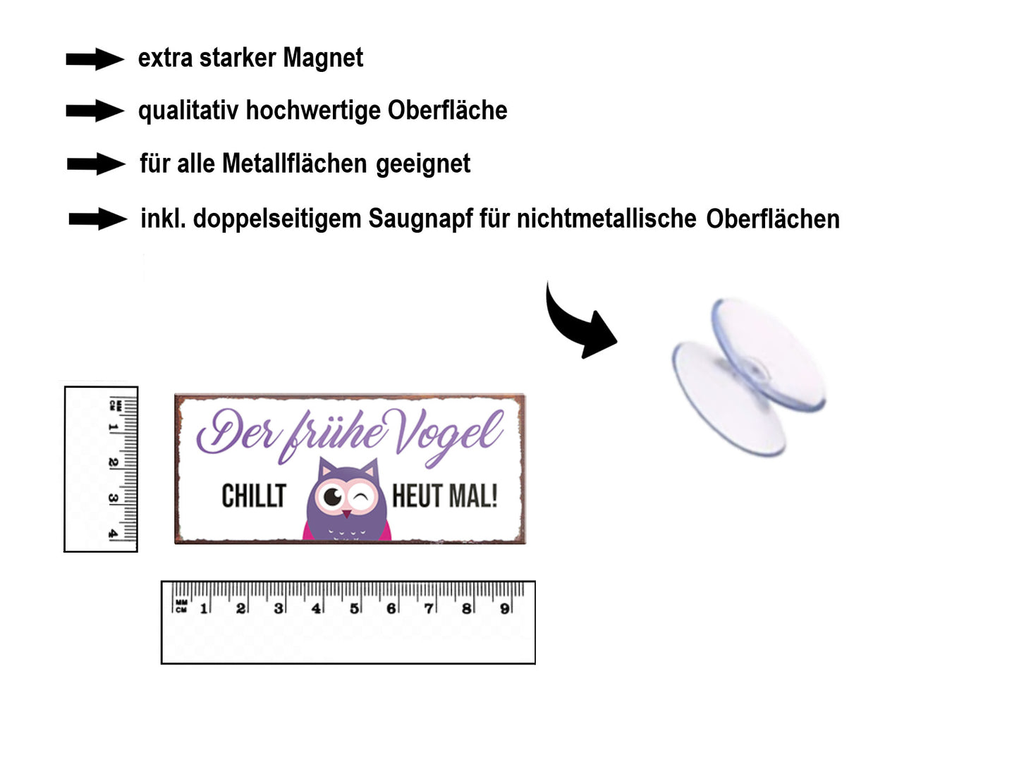 Magnet ''Der frühe Vogel chillt heut mal'' 9,3x4cm