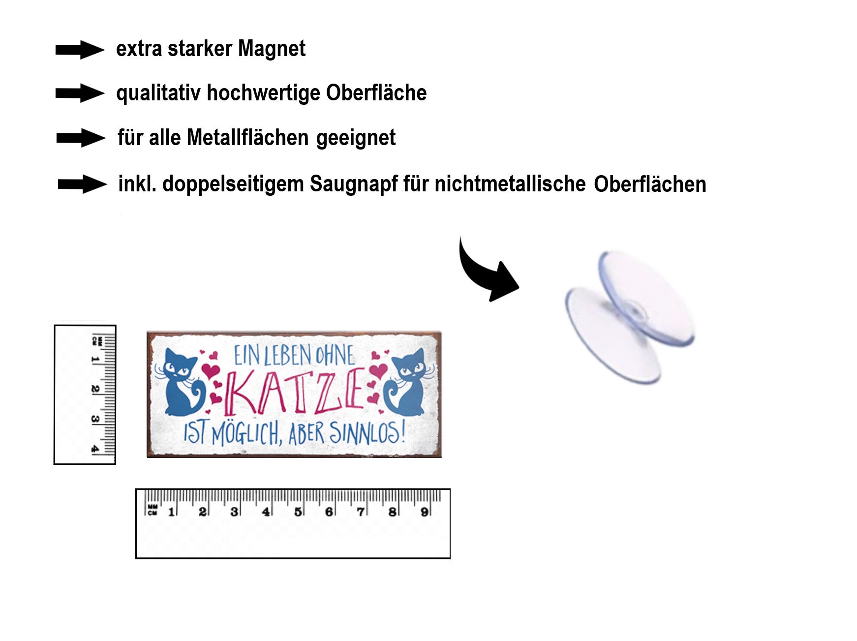 Magnet ''Ein Leben ohne Katze ist sinnlos'' 9,3x4cm