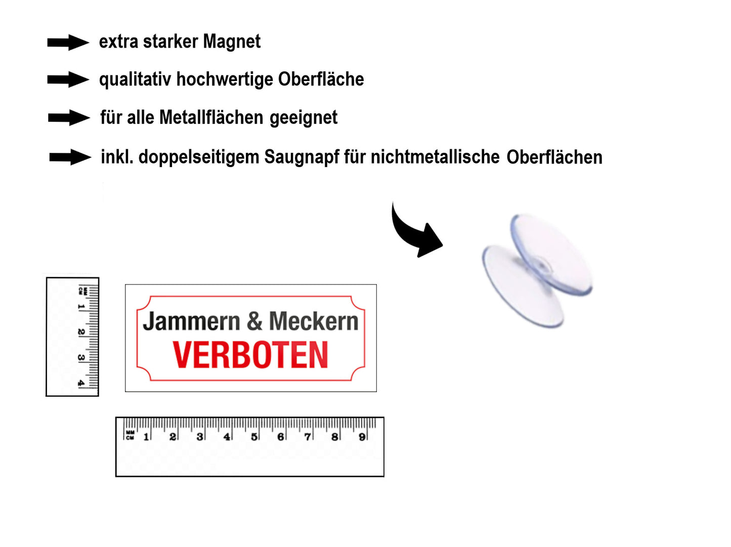 Magnet ''Jammern & Meckern verboten'' 9,3x4cm