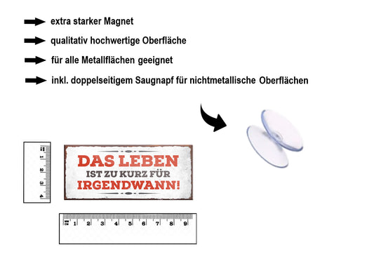Magnet ''Das Leben ist zu kurz für irgendwann (grau)'' 9,3x4cm