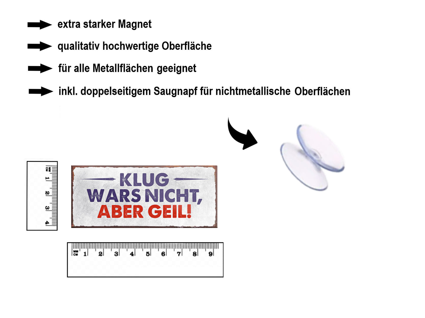 Magnet ''Klug wars nicht, aber geil'' 9,3x4cm