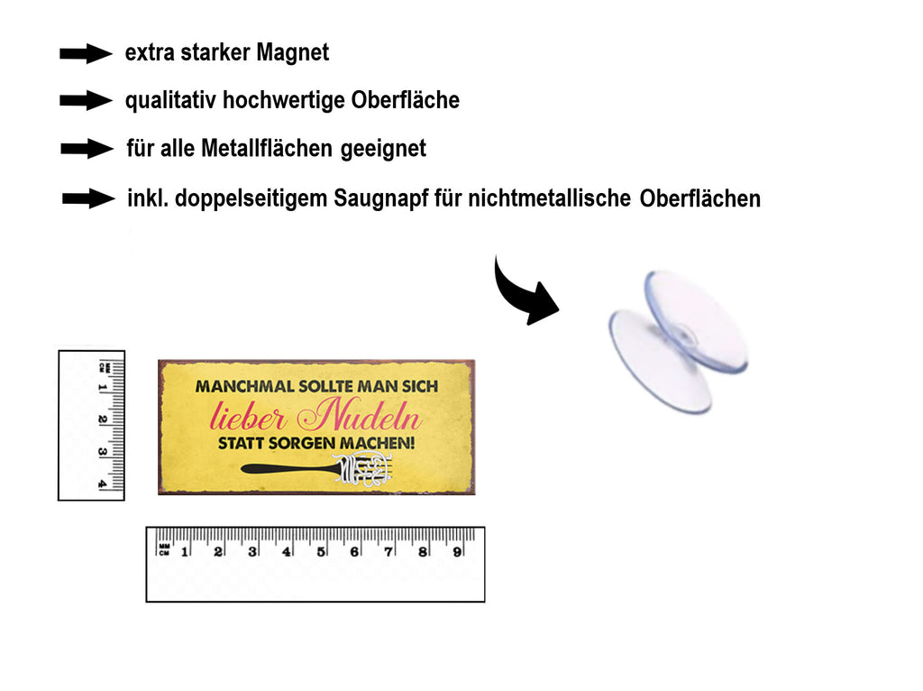 Magnet ''Manchmal lieber Nudeln statt Sorgen machen'' 9,3x4cm