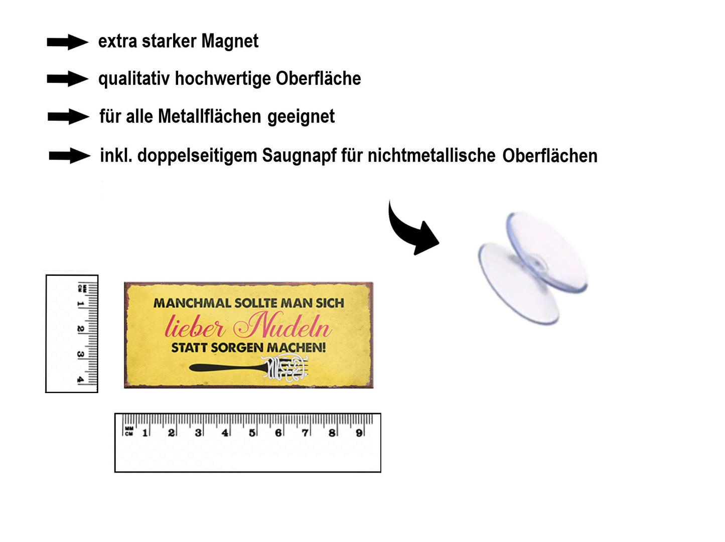 Magnet ''Manchmal lieber Nudeln statt Sorgen machen'' 9,3x4cm