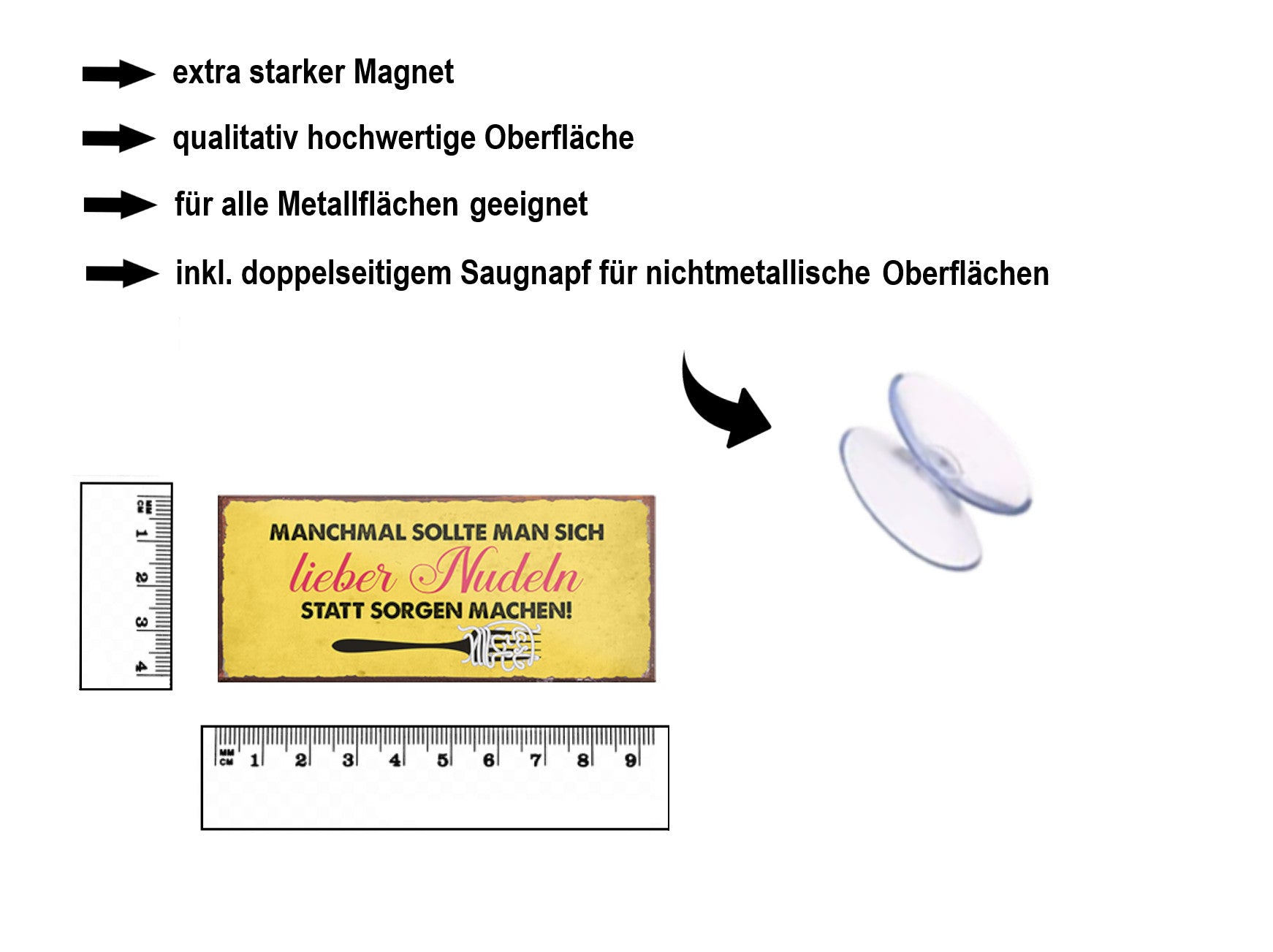 Magnet ''Manchmal lieber Nudeln statt Sorgen machen'' 9,3x4cm