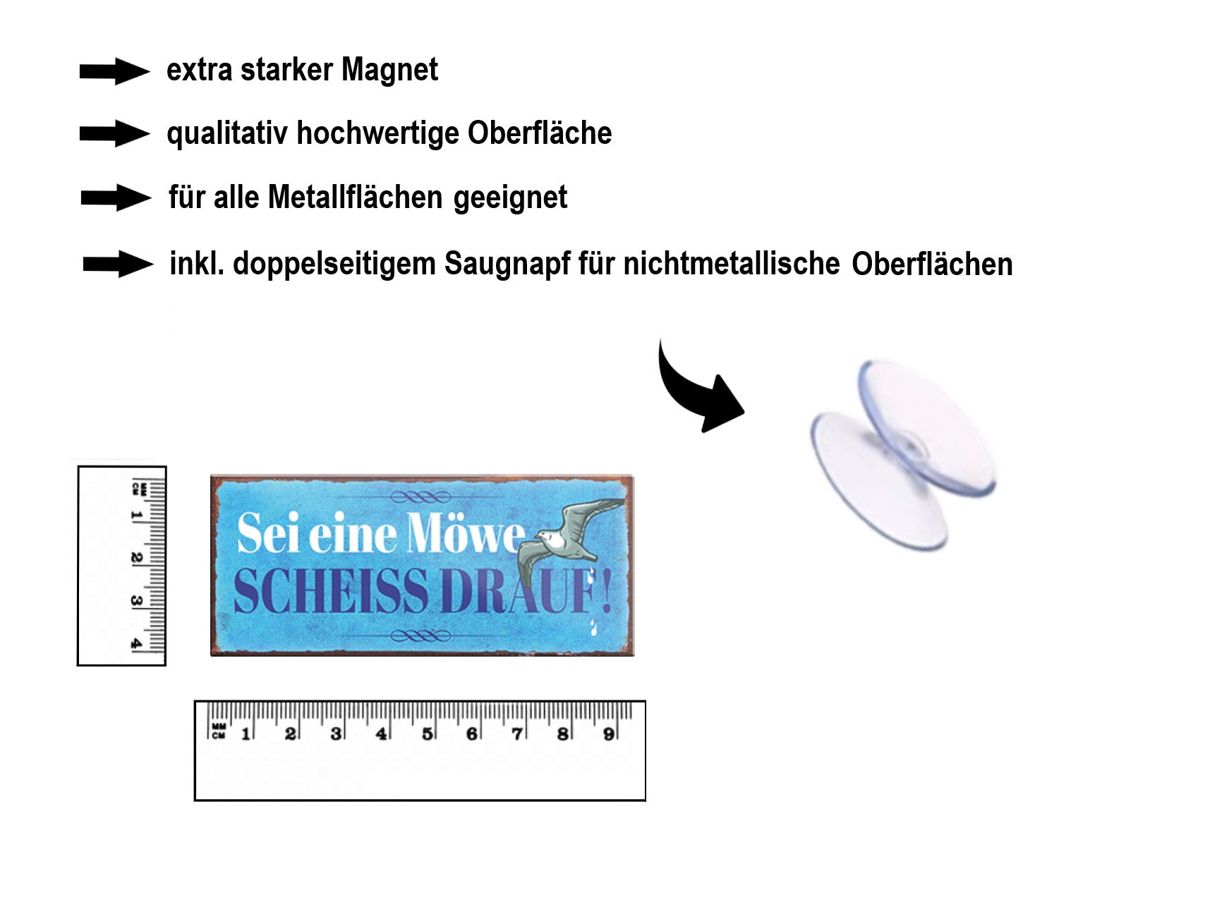 Magnet ''Sei eine Möwe. Scheiss drauf'' 9,3x4cm