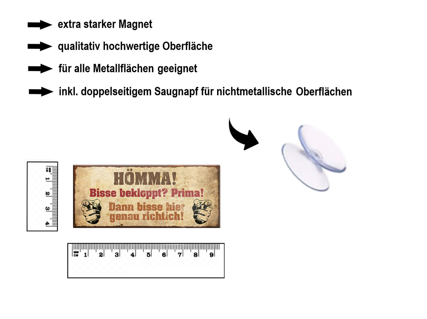 Magnet ''Hömma bisse bekloppt Prima'' 9,3x4cm