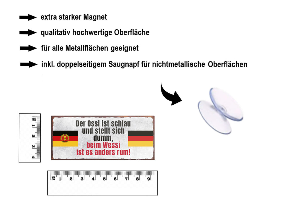 Magnet ''Der Ossi ist schlau und stellt sich dumm'' 9,3x4cm