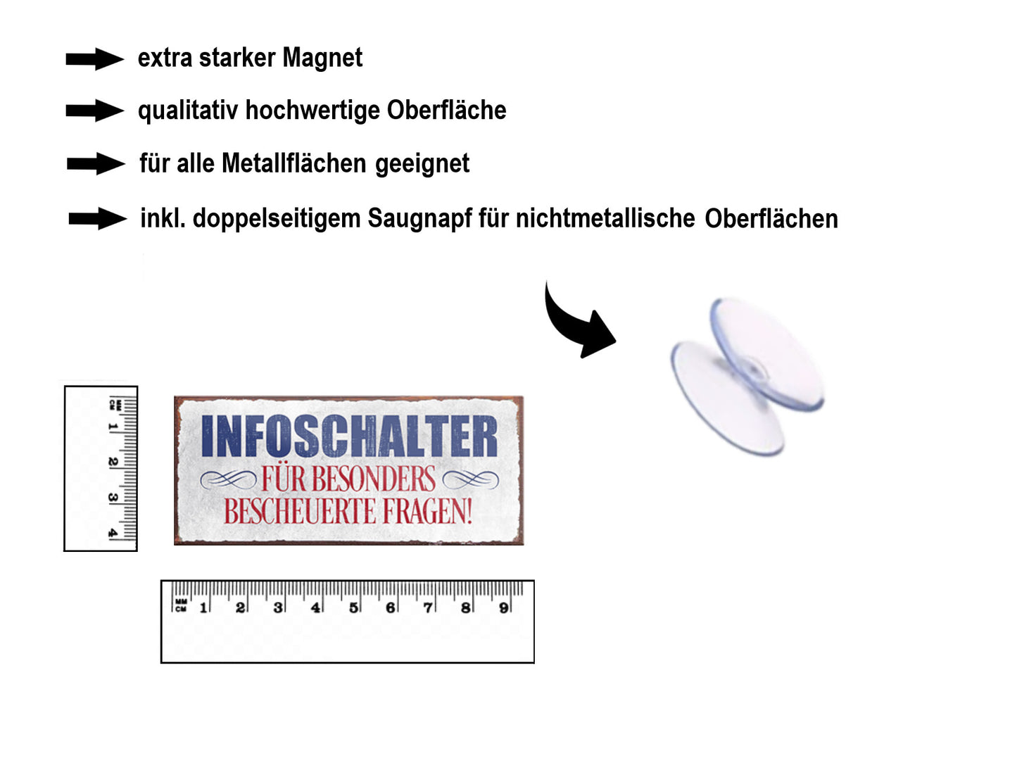 Magnet ''Infoschalter für besonders bescheuerte Fragen'' 9,3x4cm