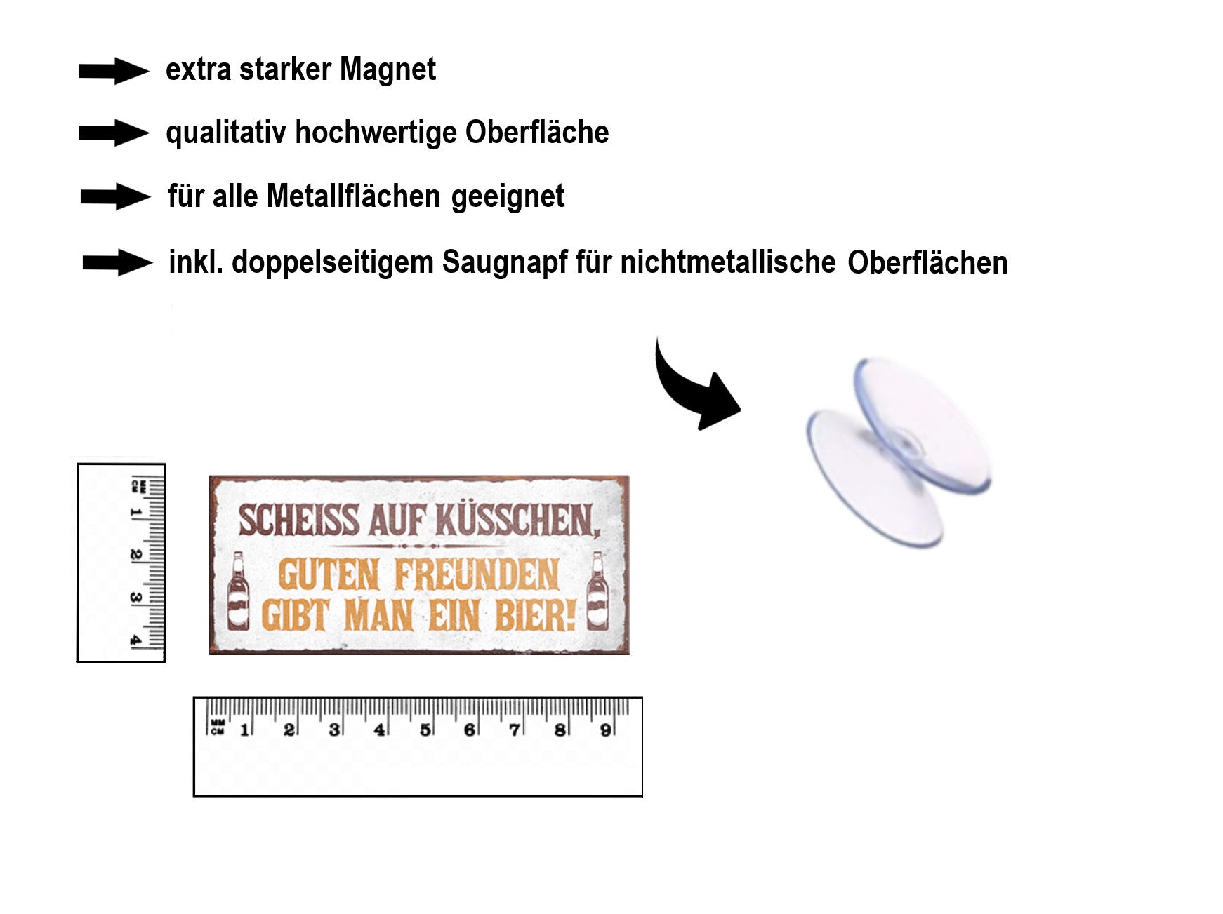 Magnet ''Scheiss auf Küsschen Bier'' 9,3x4cm