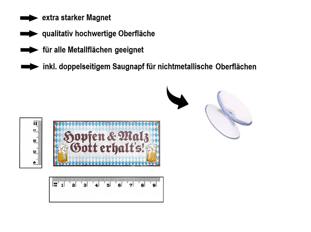 Magnet ''Hopfen Malz Gott erhalt's'' 9,3x4cm