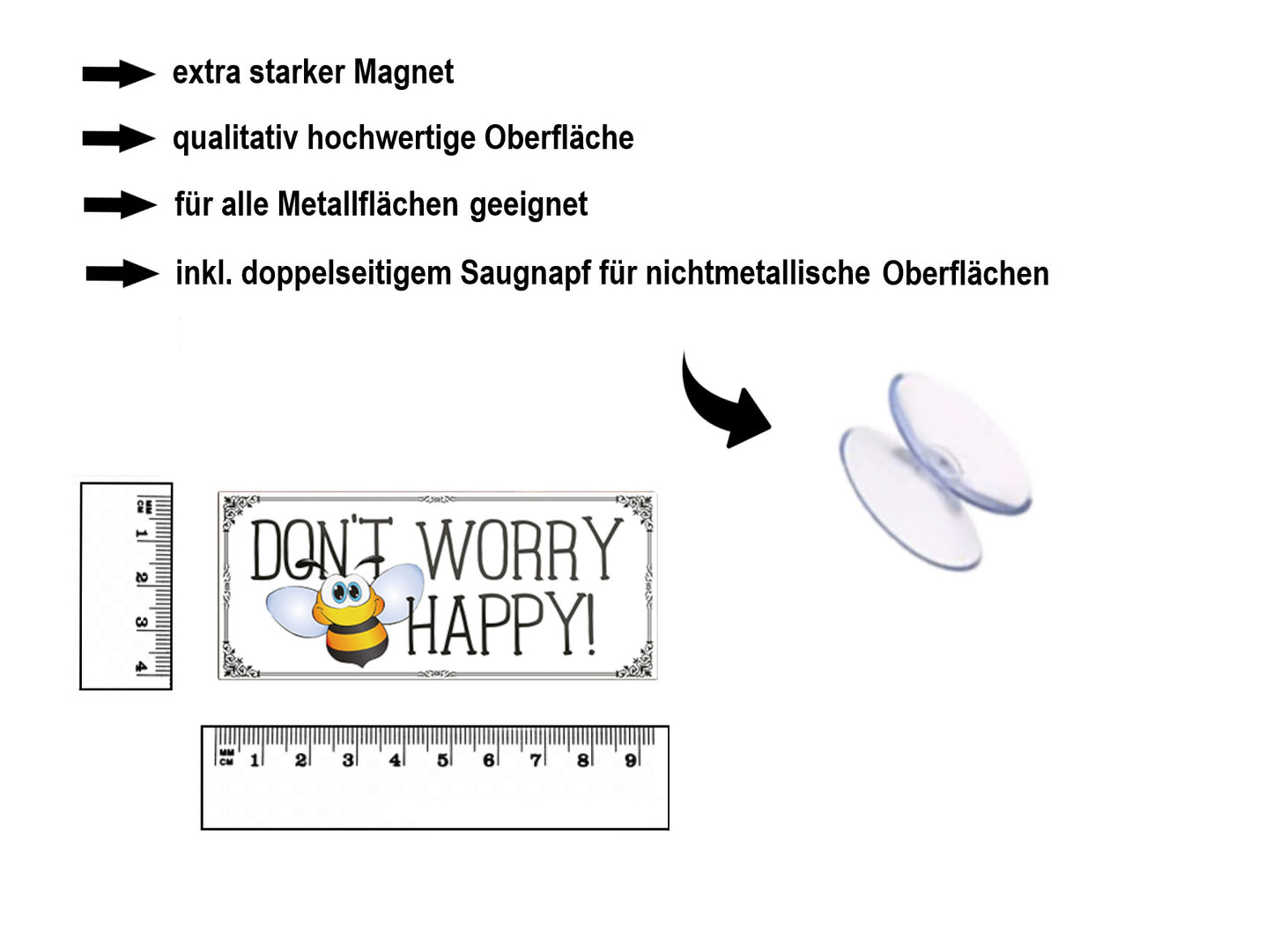 Magnet ''Don't worry BEE happy'' 9,3x4cm