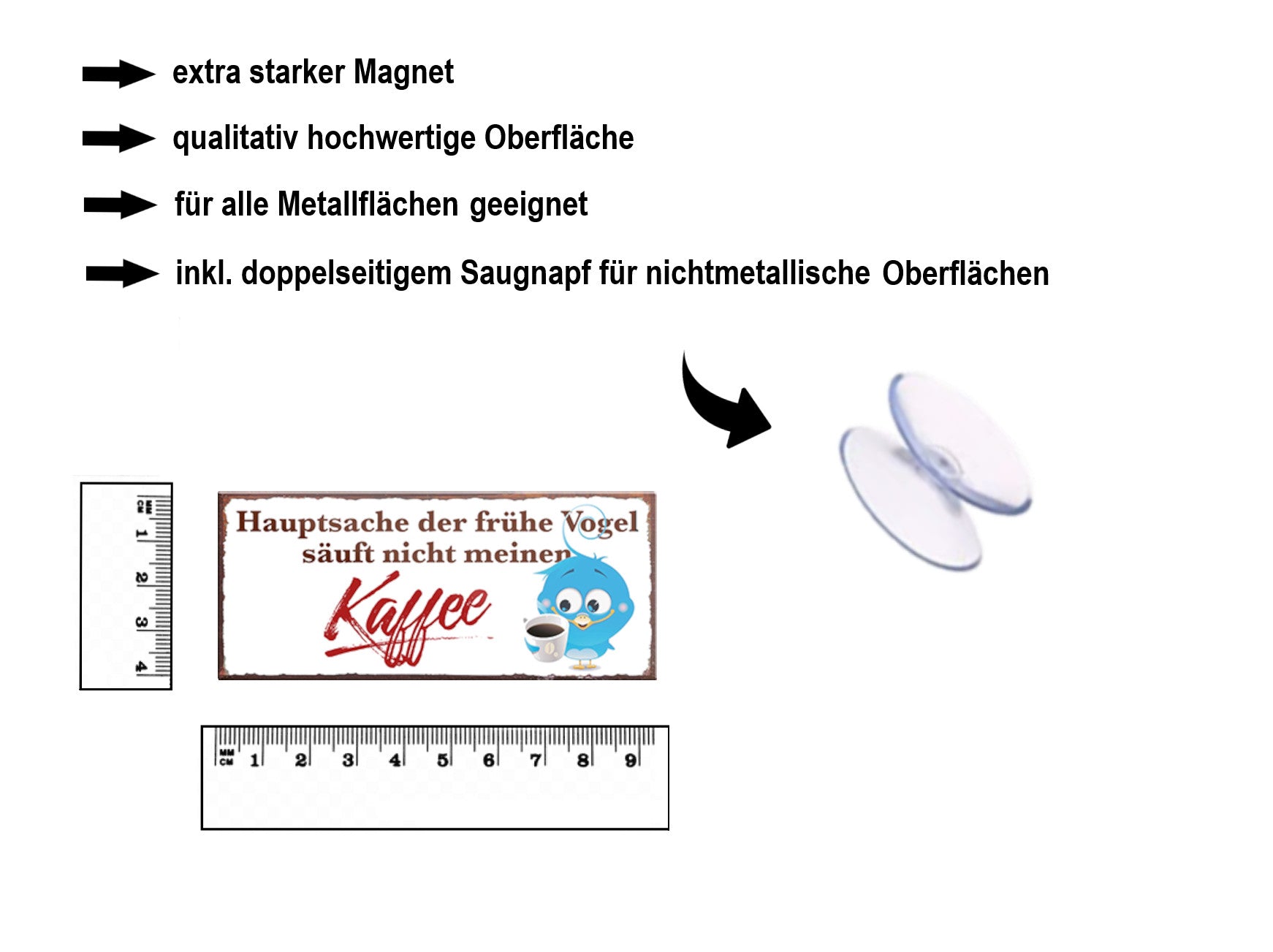 Magnet ''Hauptsache der frühe Vogel säuft nicht meinen Kaffee'' 9,3x4cm