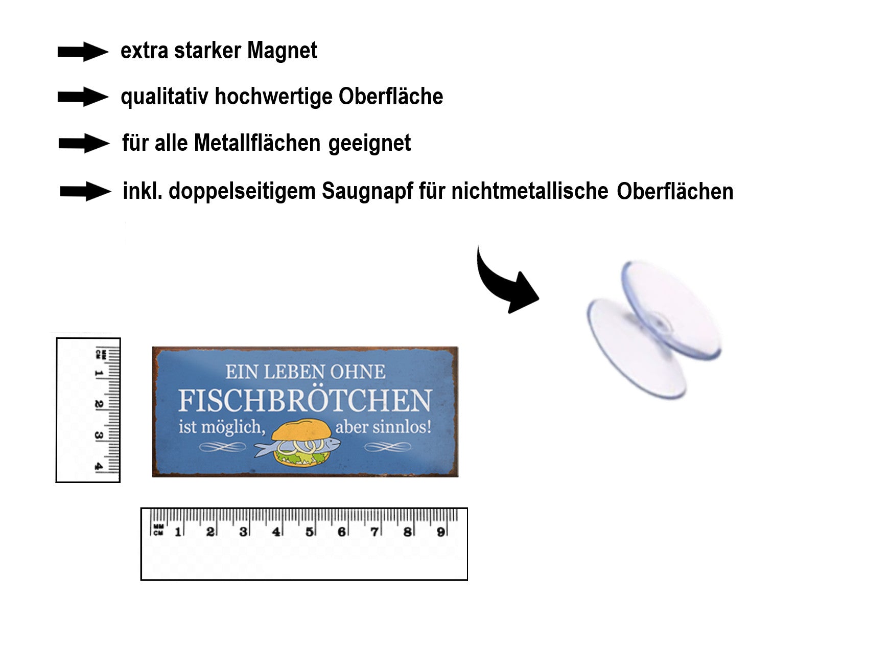 Magnet ''Ein Leben ohne Fischbrötchen ist sinnlos'' 9,3x4cm