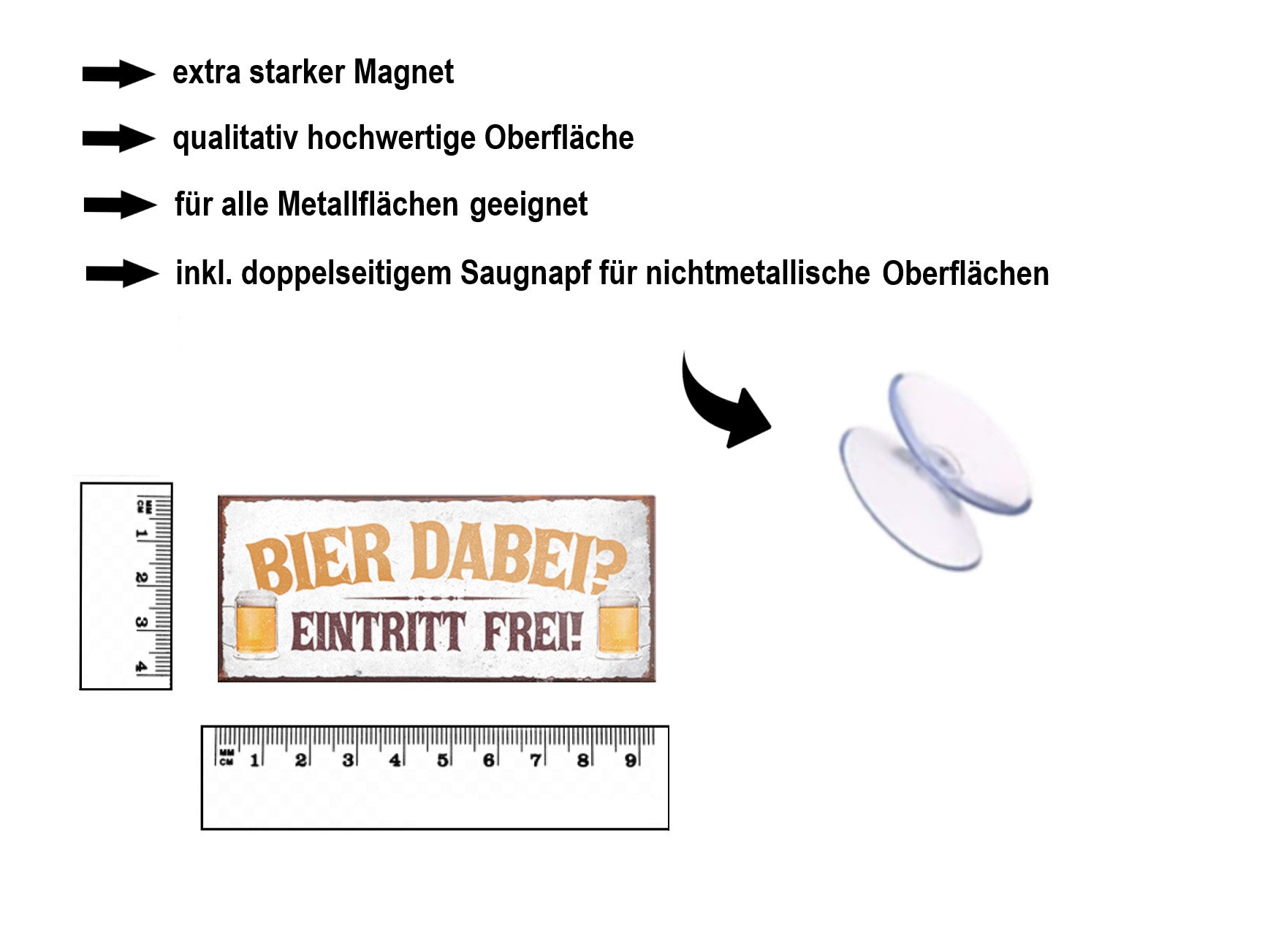 Magnet ''Bier dabei Eintritt frei'' 9,3x4cm