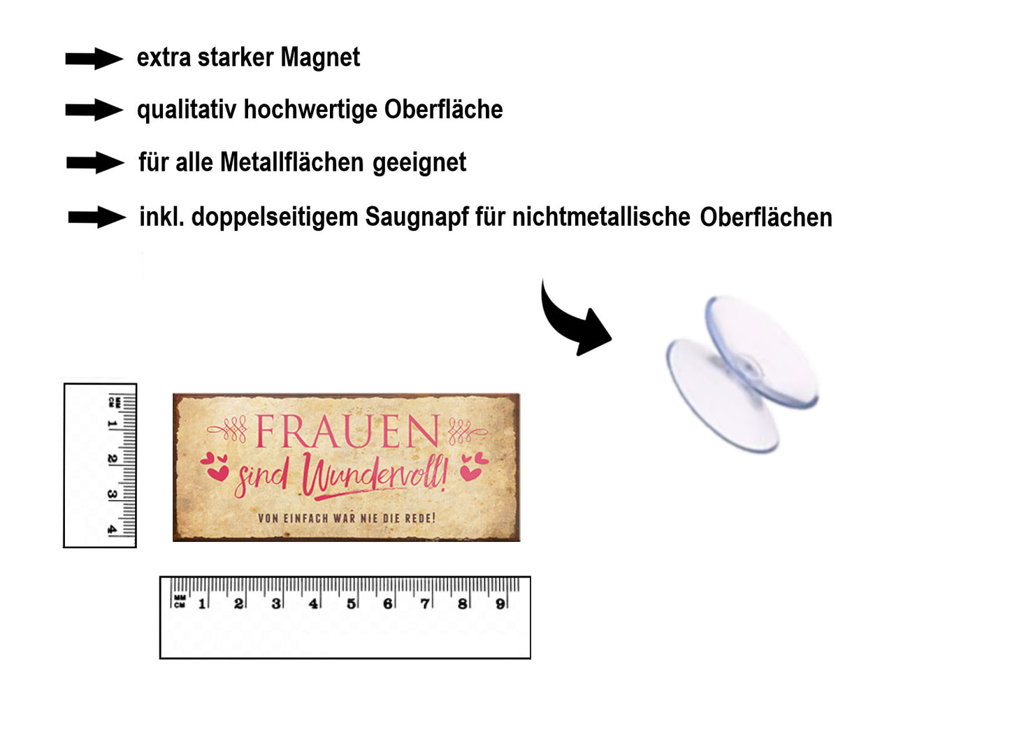 Magnet ''Frauen sind Wundervoll. Von einfach nie die rede'' 9,3x4cm