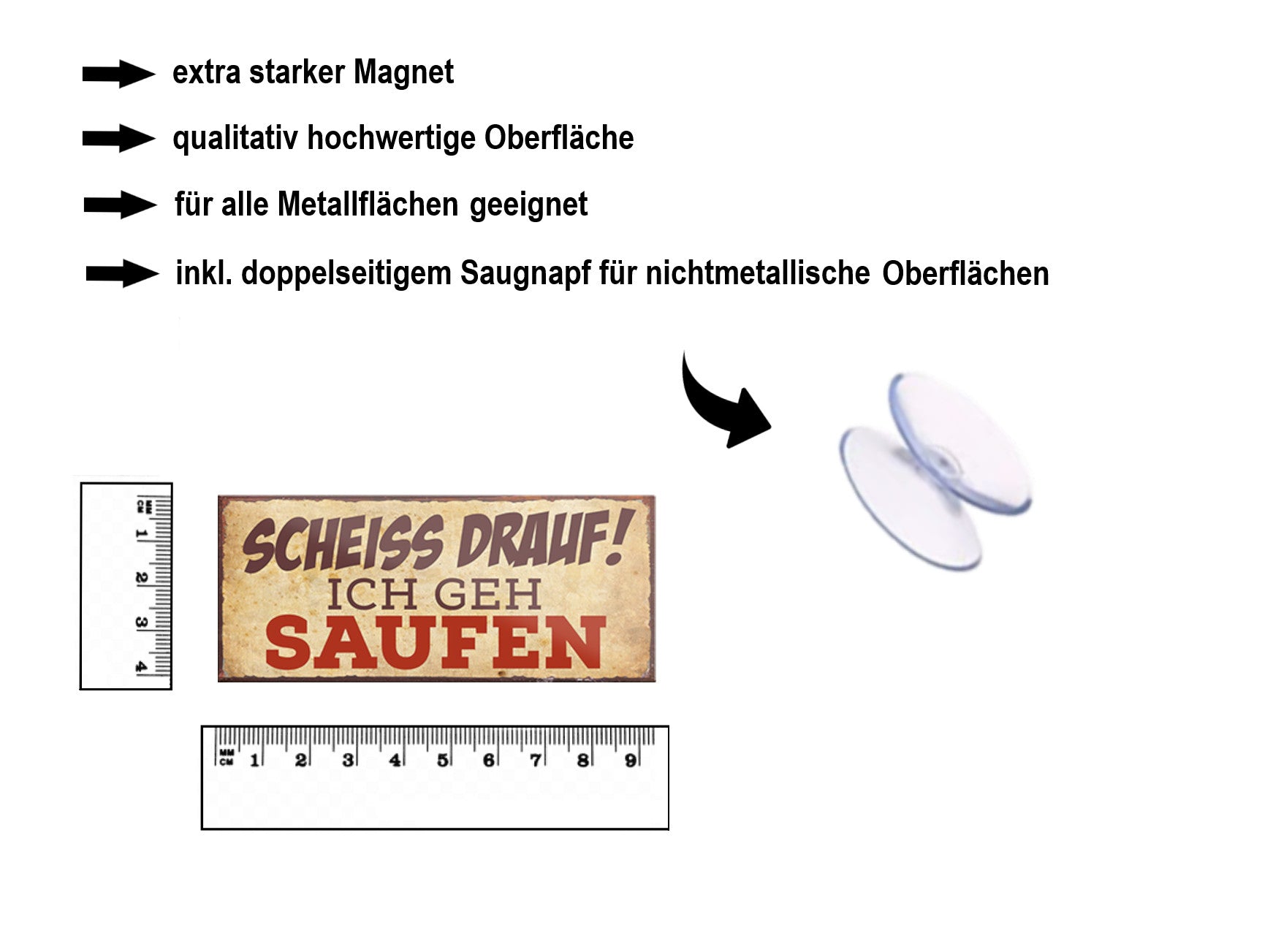 Magnet ''Scheiss drauf! Ich geh saufen'' 9,3x4cm