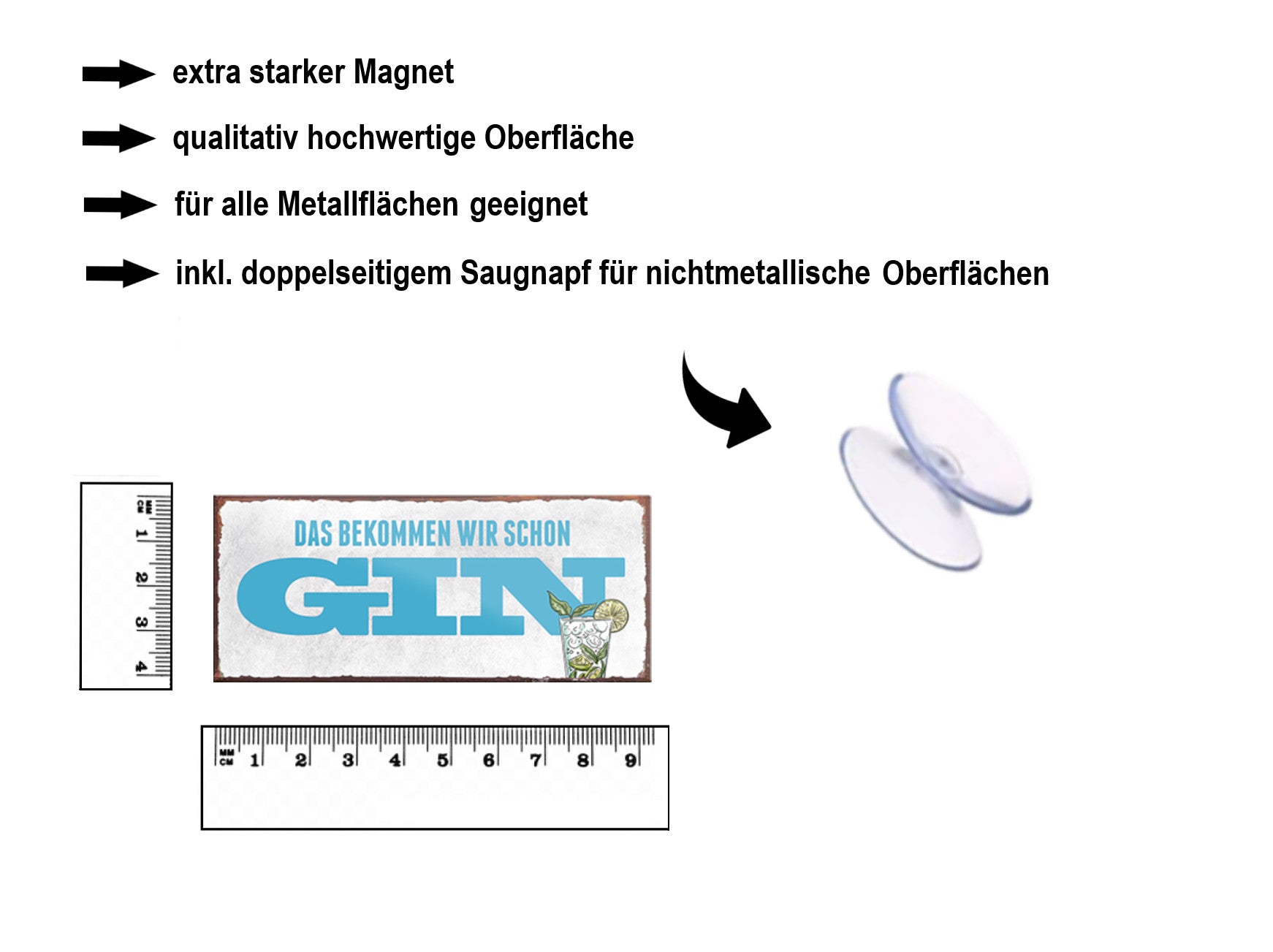 Magnet ''Das bekommen wir schon Gin'' 9,3x4cm