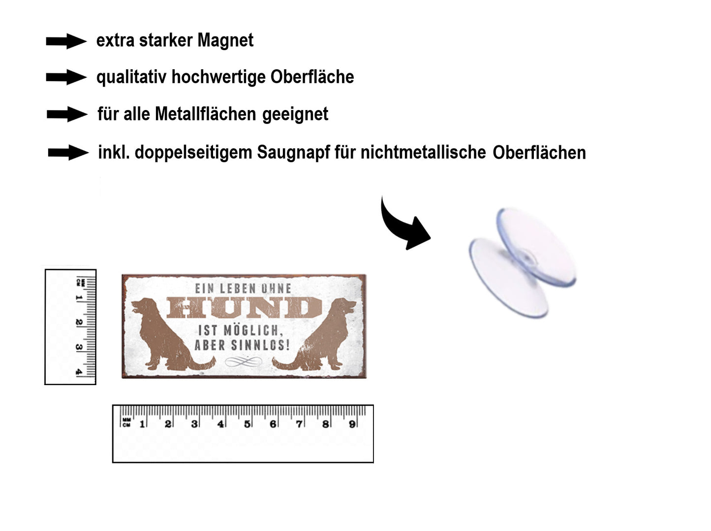 Magnet ''Ein Leben ohne Hunde ist sinnlos'' 9,3x4cm