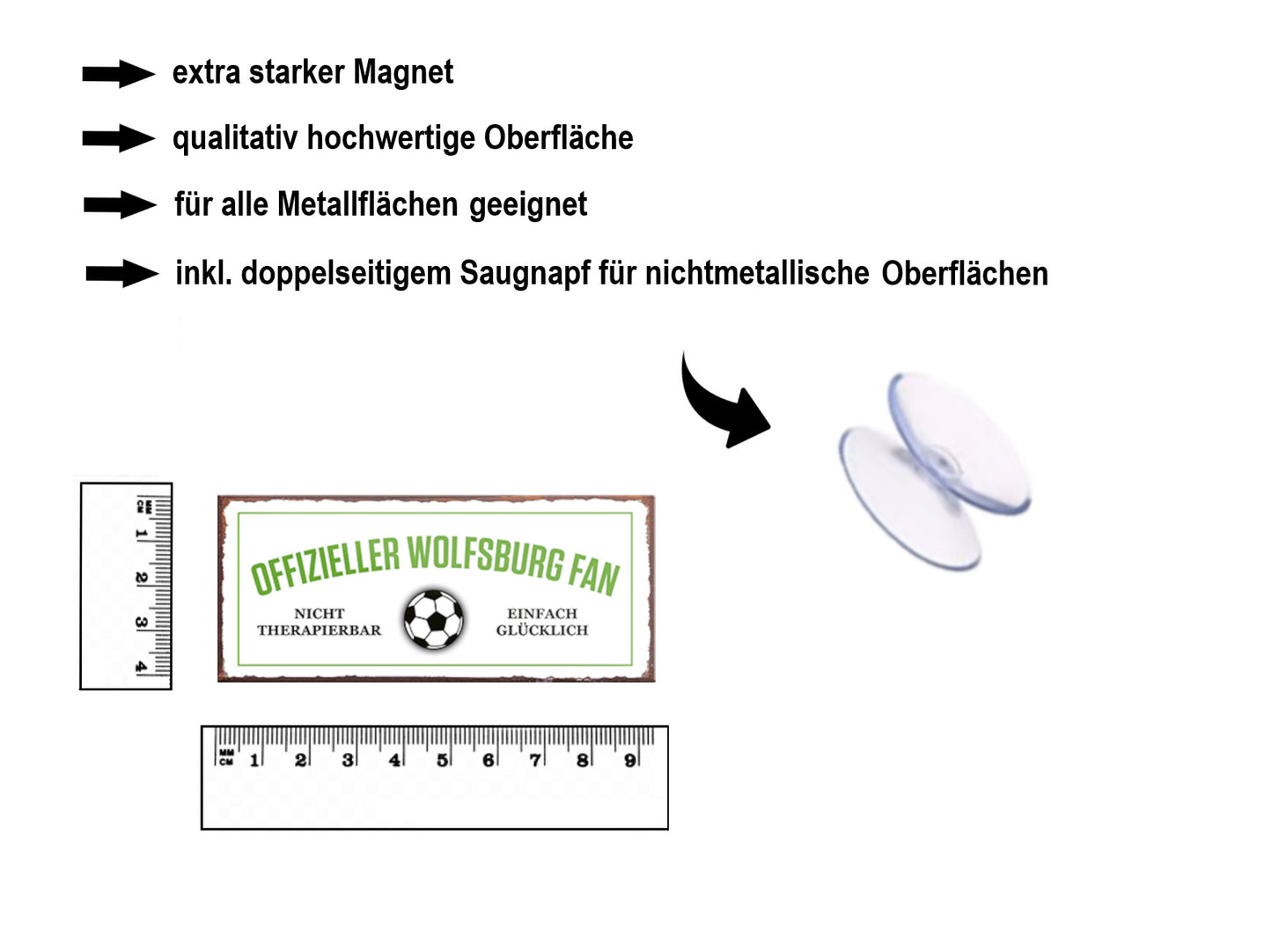Magnet ''Offizieller Wolfsburg Fan'' 9,3x4cm