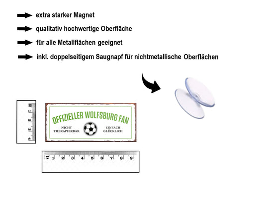 Magnet ''Offizieller Wolfsburg Fan'' 9,3x4cm