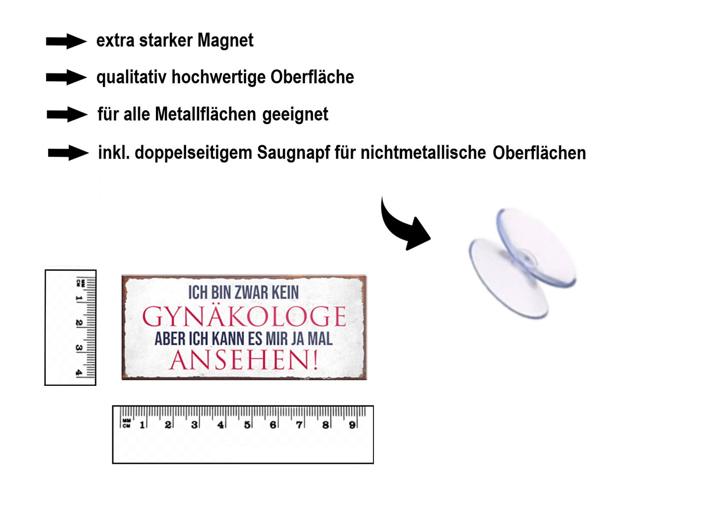 Magnet ''Ich bin kein Gynäkologe, aber kann es mir ansehen'' 9,3x4cm