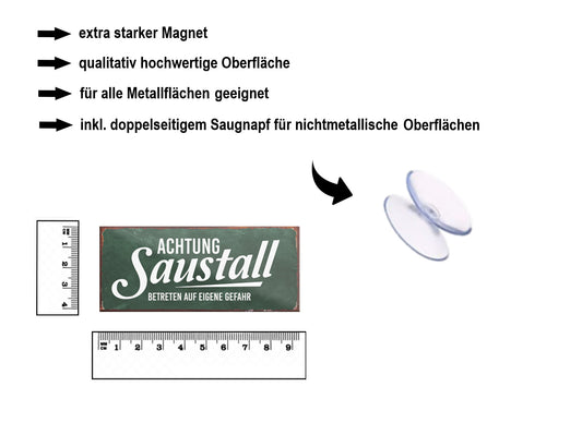 Magnet ''Achtung Saustall'' 9,3x4cm