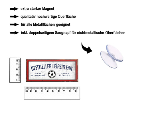 Magnet ''Offizieller Leipzig Fan'' 9,3x4cm