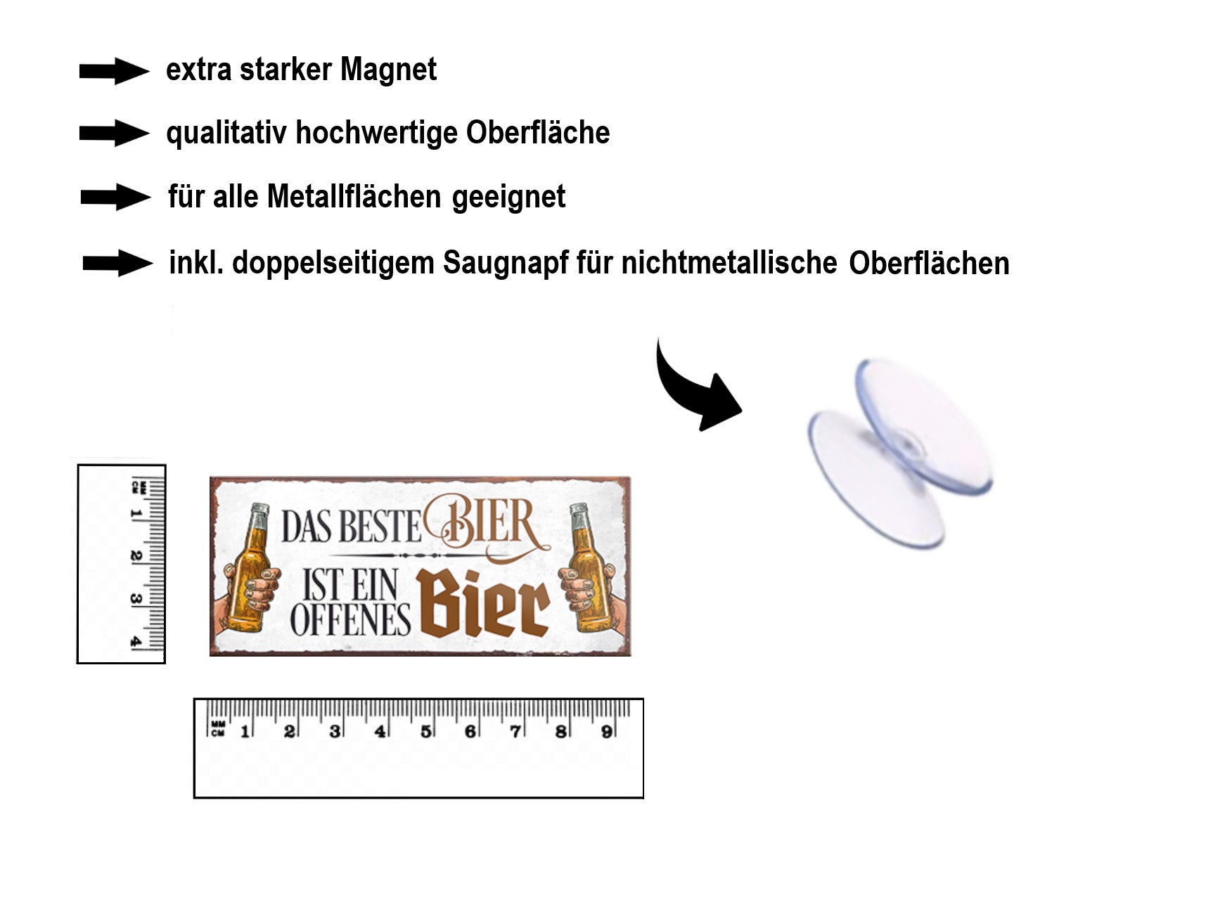 Magnet ''Das beste Bier ist ein offenes Bier'' 9,3x4cm
